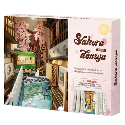 Caja del juego Rolife Book Nook Shelf Insert - Sakura Densya