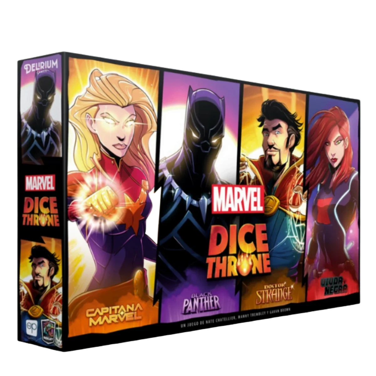 Caja del juego Marvel Dice Throne: Capitana Marvel, Black Panther, Dr Strange, Viuda Negra