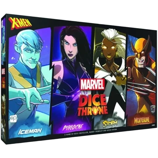 Caja del juego Marvel Dice Throne: X-Men – Iceman v. Psylocke v. Storm v. Wolverine