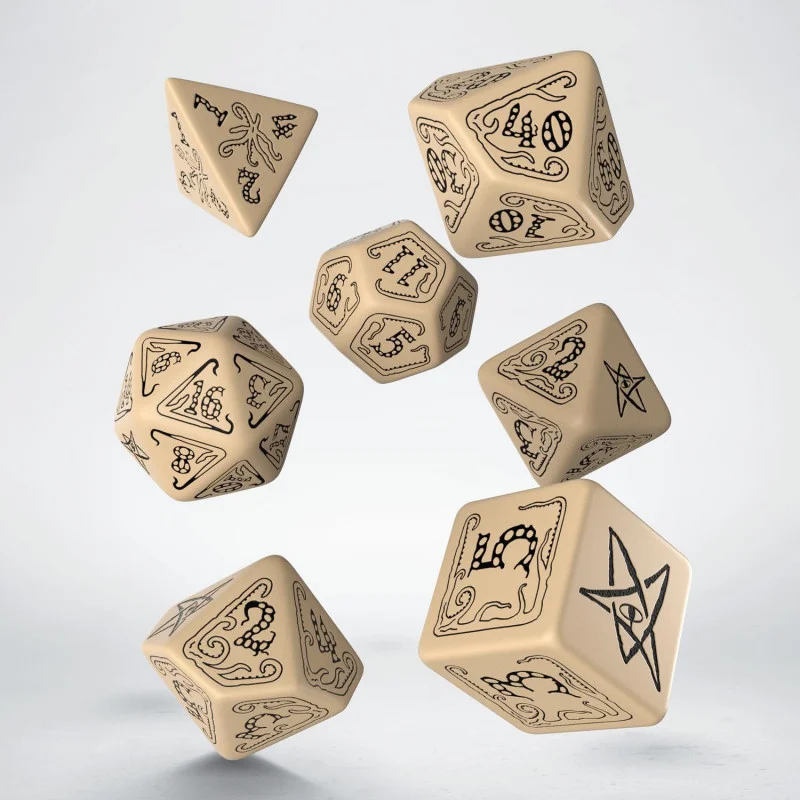 Caja del juego Call of Cthulhu: Beige & black Dice Set (7)