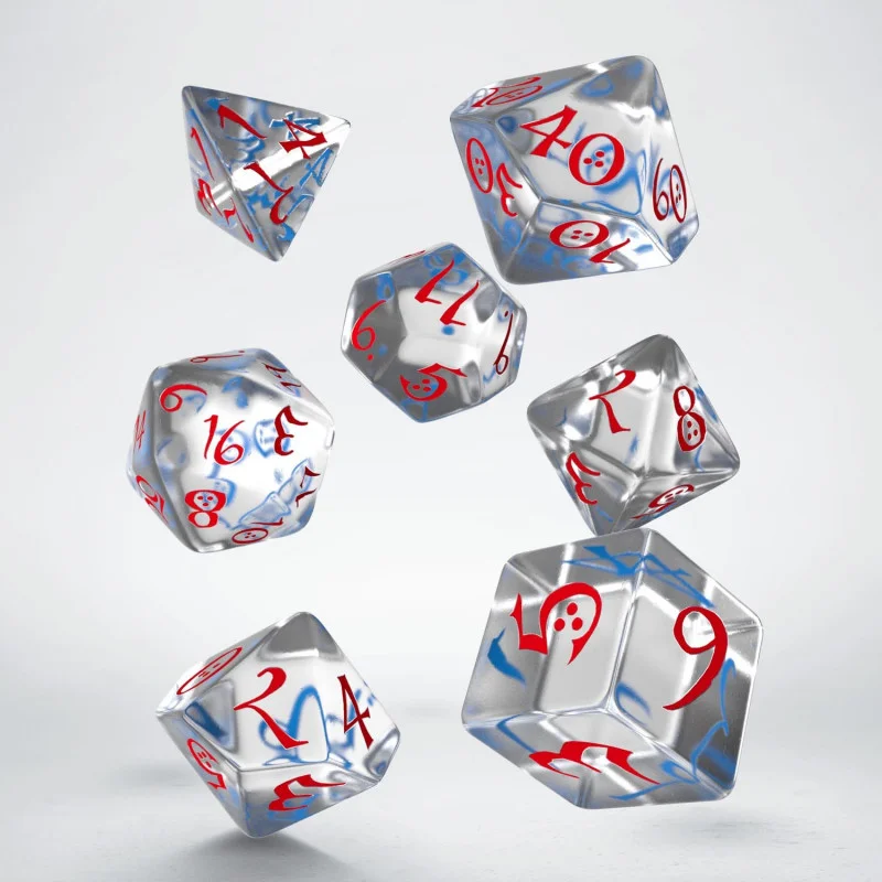 Caja del juego Classic RPG Translucent & Blue-Red Dice Set (7)