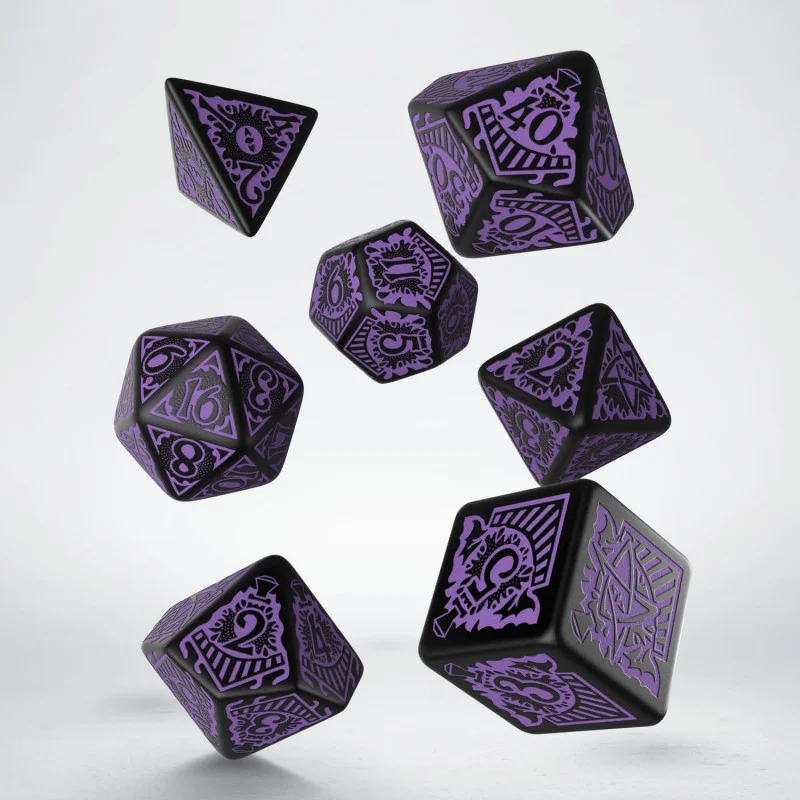 Caja del juego COC Horror on the Orient Express Black & Purple Dice Set (7)