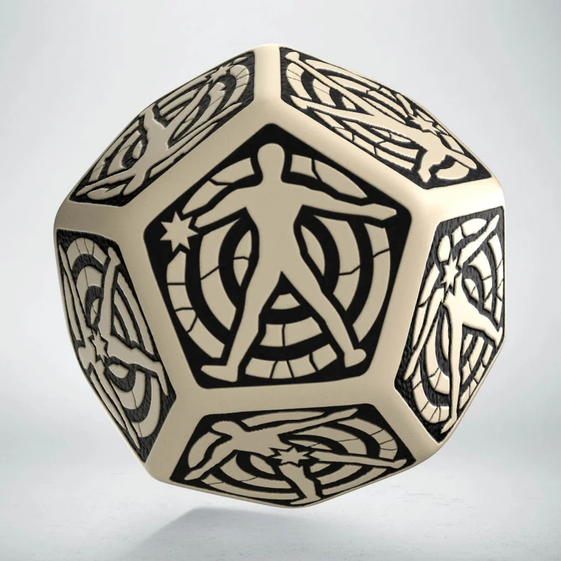 Caja del juego D12 Beige & black Hit Location Die