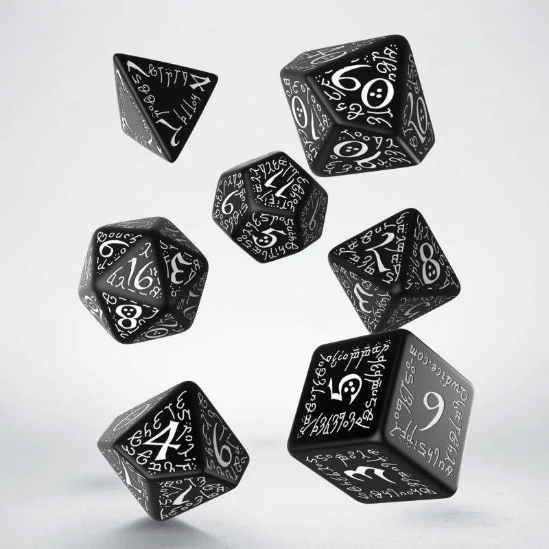 Caja del juego Elvish Black & White Dice Set (7)