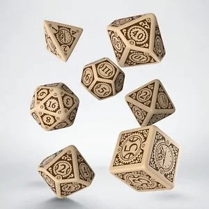 Caja del juego Steampunk Clockwork Beige & Brown Dice Set (7)