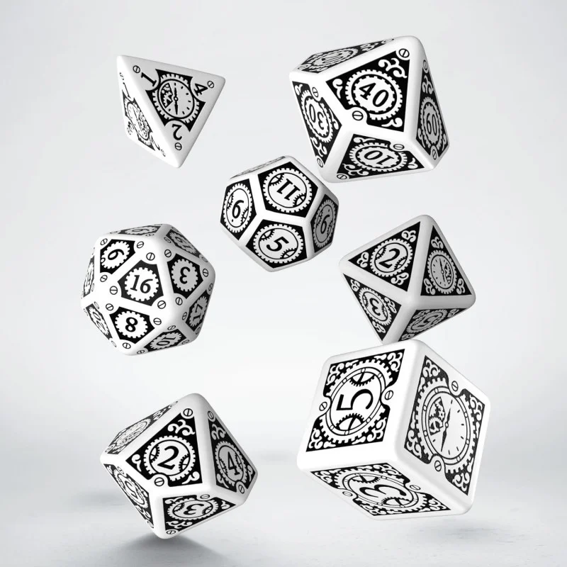 Caja del juego Steampunk Clockwork White & Black Dice Set (7)