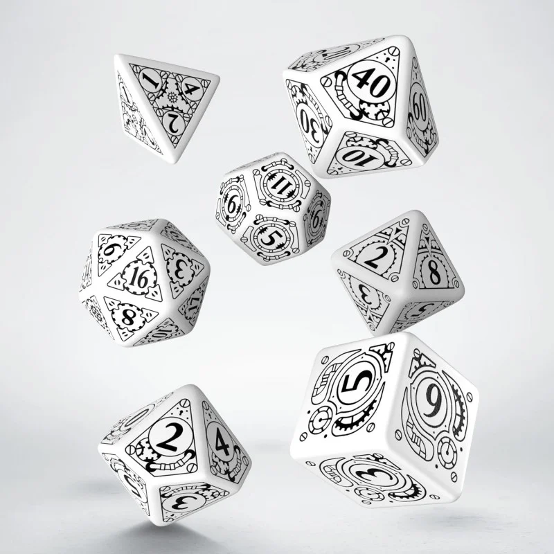 Caja del juego Steampunk White & Black Dice Set (7)