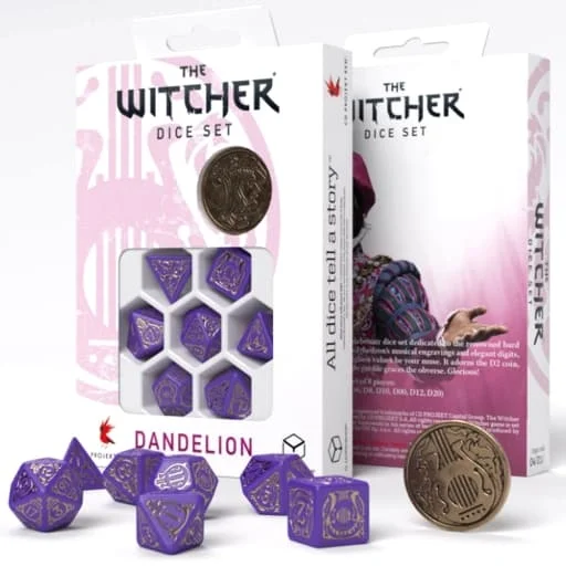Caja del juego The Witcher Dice Set. Dandelion - Viscount de Lettenhove