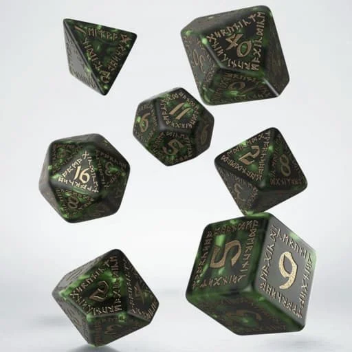 Caja del juego Runic Bottle-green & gold Dice Set