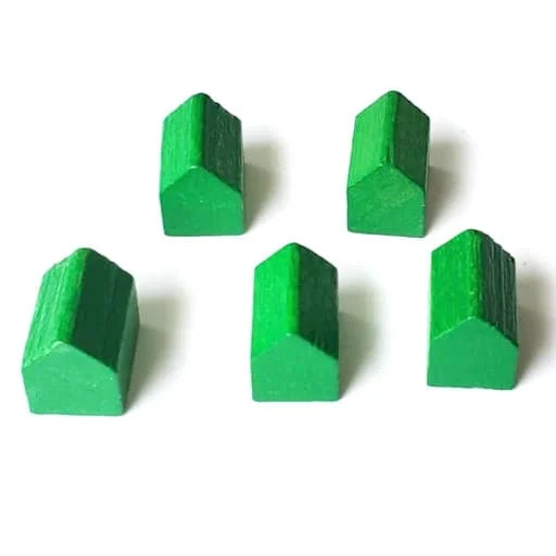 Caja del juego Pack de 5 Tokens Casitas de Madera - Verde