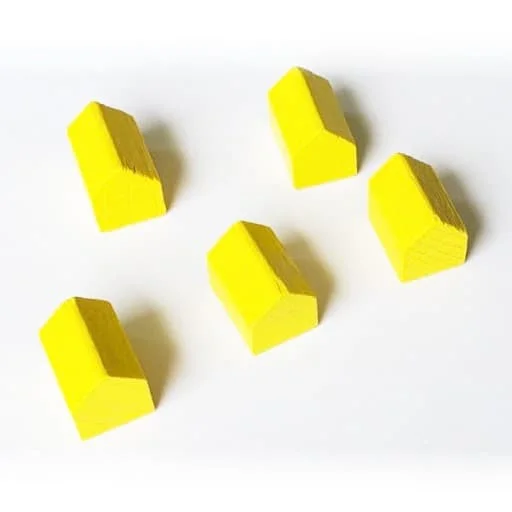 Caja del juego Pack de 5 Tokens Casitas de Madera - Amarillo