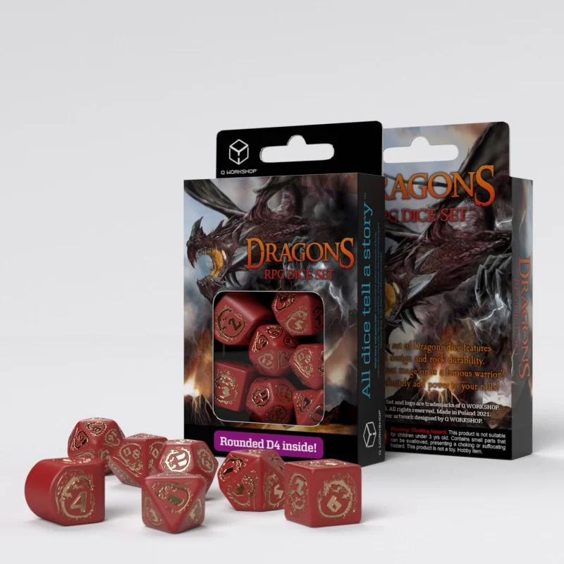 Caja del juego Dragons RPG Dice Set - Red & Gold