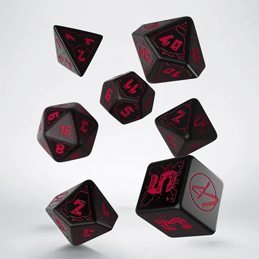 Caja del juego Cyberpunk Red Dice Set - Blood over Chrome