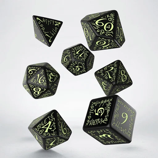 Caja del juego Elvish Black & Glow in the Dark Dice Set (7)