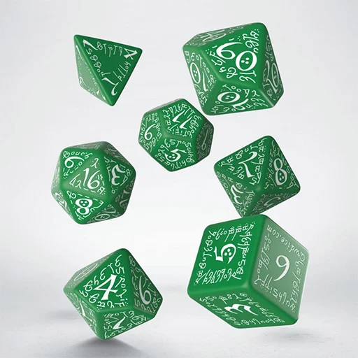 Caja del juego Elvish Green & white Dice Set (7)