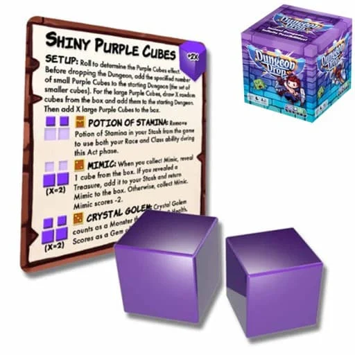 Caja del juego Dungeon Drop: Mysterious Shiny Purple Cubes Mini-Expansion